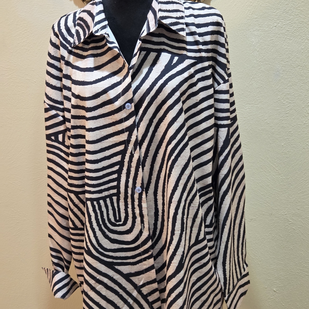 Black and Tan Striped Shirt